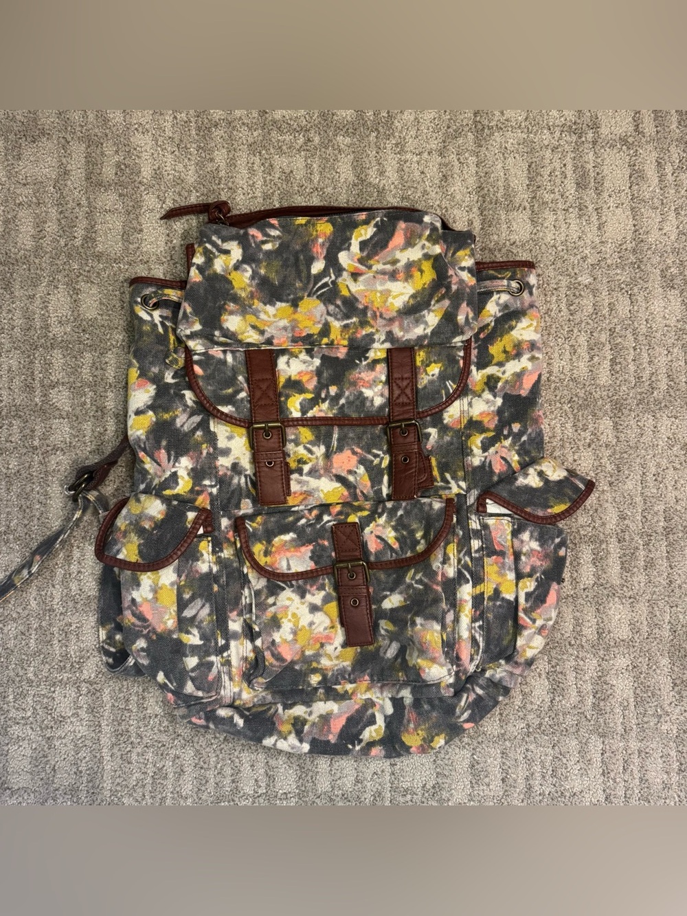 ECOTÉ Canvas Backpack with Brown Trim
